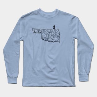 Get Lost Hiking Topographic Art Hike Oklahoma State Map Long Sleeve T-Shirt